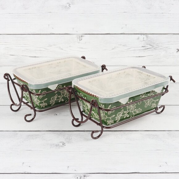 Temp-Tations Floral Lace 12 oz Ramekins with Cover & Metal Holder - Set of Two - Picture 13 of 13